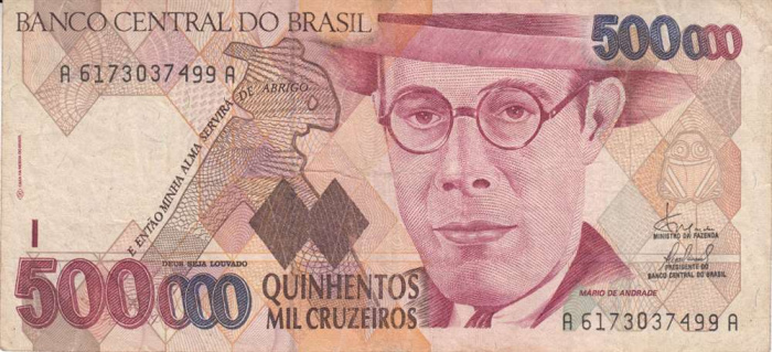 () Банкнота Бразилия 1993 год 500 000  &quot;&quot;   VF